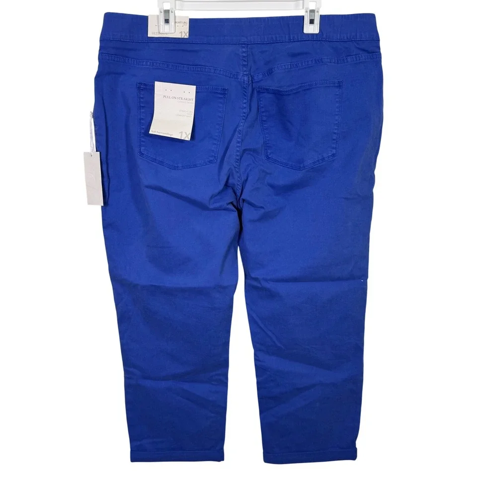 Soft Surroundings NWT‎ Jeans Cropped 1X Blue Pull On Straight Comfort Waist
